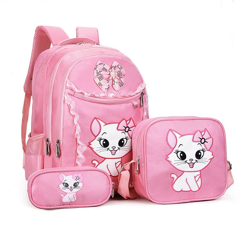 Cute Cat Printing Lace Backpack Lightweight Princess School Bag Kids ...